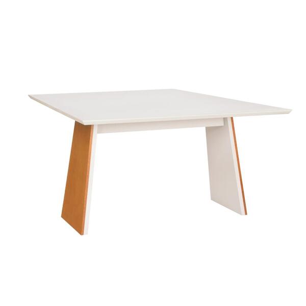 Mesa Geo 1,35x1,35m Com Pés Madeira - Castanho/off White