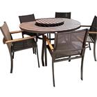 Mesa Giratória 1,40m + 6 Cadeiras Alumínio E Fibra Sintética