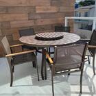 Mesa Giratória 1,40m + 6 Cadeiras Alumínio E Fibra Sintética