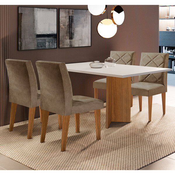 Mesa Hades De Parede Em Mdf Com 4 Cadeiras Olimpia Moderna