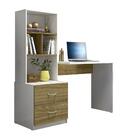 Mesa Home Office 2 Gavetas Com Estante Branco Nature Naemi Sh