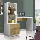 Mesa Home Office 2 Gavetas Com Estante Branco Nature Naemi Sh