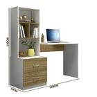 Mesa Home Office 2 Gavetas Com Estante Branco Nature Naemi Sh