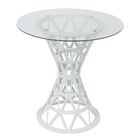 Mesa Ibiza Branca Para Varanda Tampo De Vidro - Diam 70