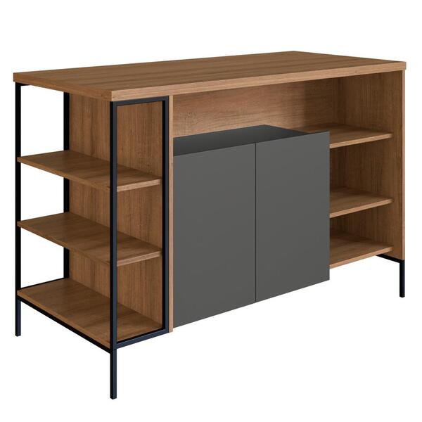 Mesa Ilha Gourmet 131 Cm 2 Portas P1035 Pp Milani Store