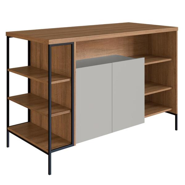 Mesa Ilha Gourmet 131 Cm 2 Portas P1035 Pp Milani Store