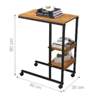 Mesa Industrial Auxiliar Para Cama Miti Preto E Canela