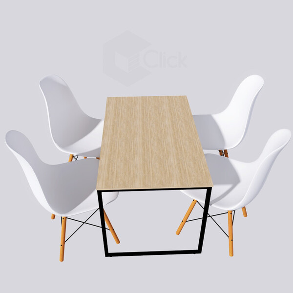 Mesa Industrial Base Ferro  120m E 4 Cadeiras Eames Branca