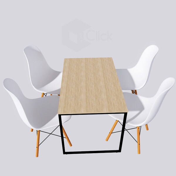 Mesa Industrial Base Ferro  120m E 4 Cadeiras Eames Branca