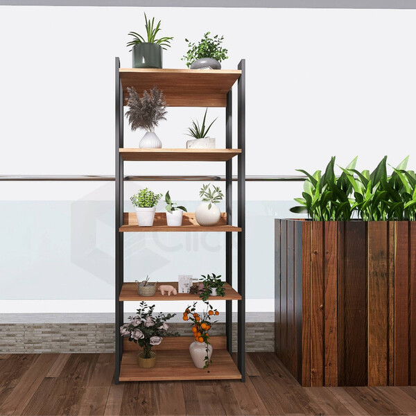 Mesa Industrial Com Estante C/ 05 Platereiras De Madeira Home