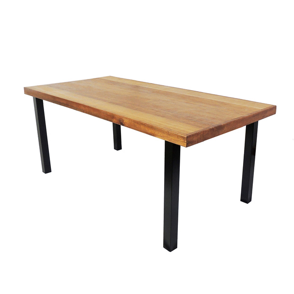 Mesa Industrial Dallas Madeira Maciça 1 20m Ferragem Preta