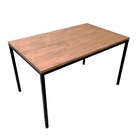 Mesa Industrial De Ferro Em Preto E Madeira Pinus Tom Imbuia