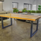 Mesa Industrial Detroit Madeira Maciça 2 20m Ferragem Preta