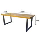 Mesa Industrial Detroit Madeira Maciça 2 20m Ferragem Preta