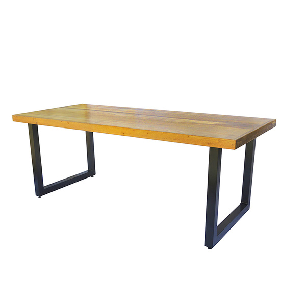 Mesa Industrial Detroit Madeira Maciça 2 20m Ferragem Preta