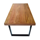 Mesa Industrial Lanna Madeira Maciça Com Ferragem Preta 3,00