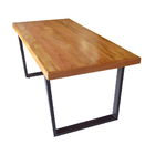 Mesa Industrial Lanna Madeira Maciça Com Ferragem Preta 3,00