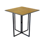 Mesa Industrial Quadrada Preta 90x90cm Tampo Madeira Imbuia