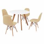 Mesa Inês 100cm Branca + 4 Cadeiras Eiffel Botonê - Nude