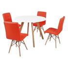 Mesa Inês 100cm Branca + 4 Cadeiras Eiffel Gomos - Vermelha