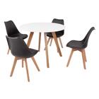 Mesa Inês 100cm Branca + 4 Cadeiras Leda - Preta
