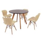 Mesa Inês 100cm Preta + 4 Cadeiras Eiffel Slim - Nude