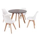 Mesa Inês 100cm Preta + 4 Cadeiras Leda - Branca