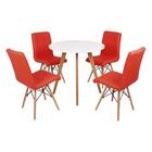 Mesa Inês 80cm Branca + 4 Cadeiras Eiffel Gomos - Vermelha