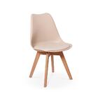 Mesa Inês 80cm Branca + 4 Cadeiras Leda - Nude