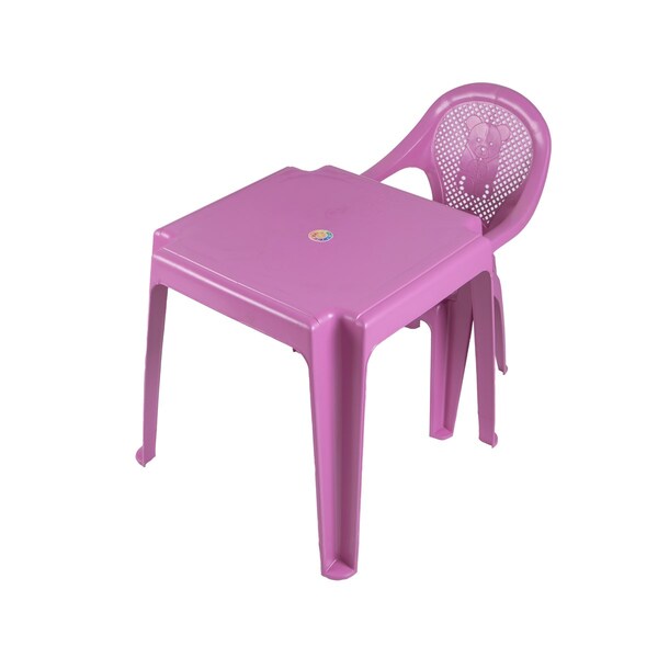 Mesa Infantil  Ursinho Com 1  Cadeira Plástica Rosa