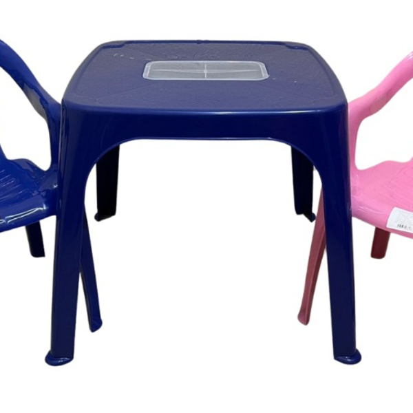 Mesa Infantil Azul + 02 Cadeira Infantil Az/ro Plasnorthon