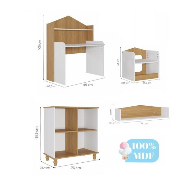 Mesa Infantil C/ Banco Estante Infantil Casinha Pequena E Pra