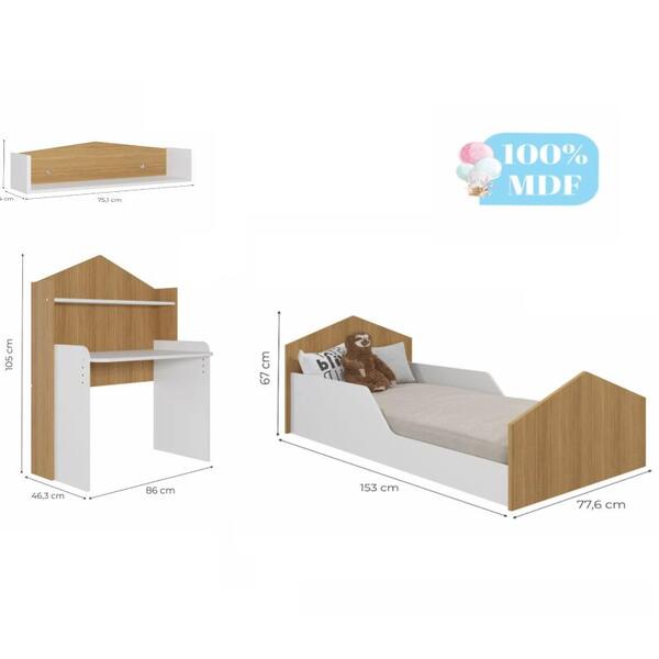 Mesa Infantil Casinha C/ Banco Prateleira Nicho Casinha E Cam