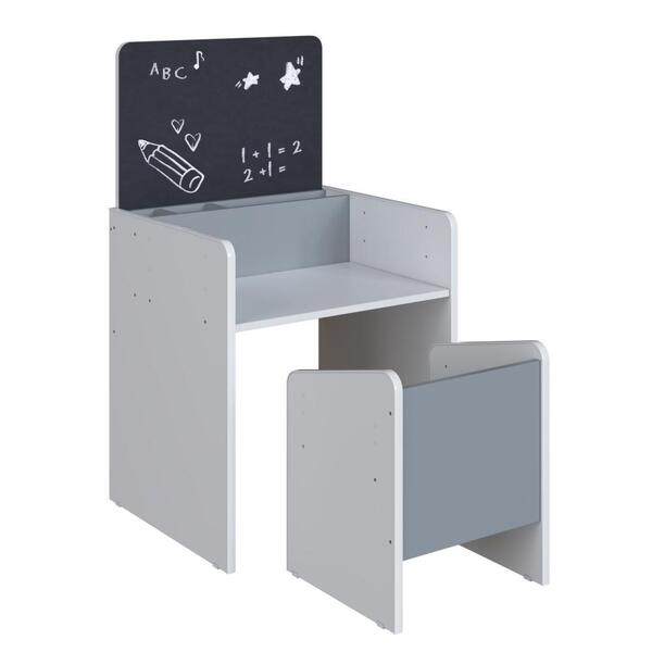 Mesa Infantil Com Lousa E Cadeira Le Petit Branco Azul