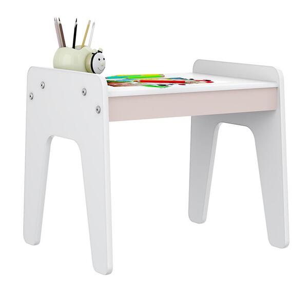 Mesa Infantil Mimo Com Antialérgico Com Tampo - Branco/rosa
