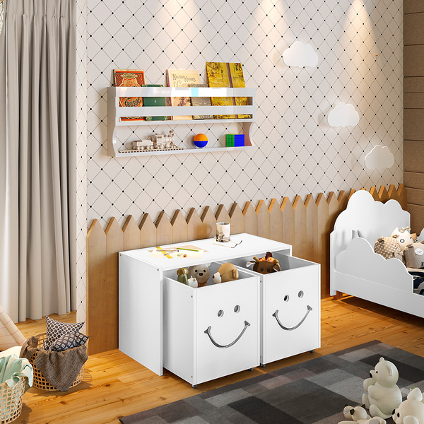 Mesa Infantil Montessoriana Com Led Alegra Smile Com Nichos
