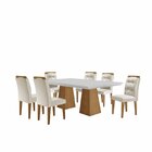 Mesa Inovare 180 Tp Mdf Vidro/canto Reto Com 6 Cadeiras Valen