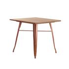 Mesa Iron Tolix Com Tampo De Madeira Rústica Clara - 80 X 80