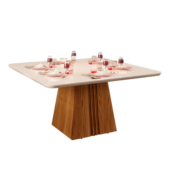 Mesa Itália Quadrada De 8 Lugares Com Tampo Canto Curvo De Ma