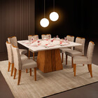 Mesa Itália Quadrada De 8 Lugares Com Tampo Canto Curvo De Ma