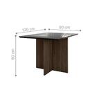 Mesa Jantar 1,20m Tampo Em Vidro Napoles Amendoa Grafite