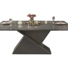 Mesa Jantar 2 00 X 1 00 Tampo Chanfrado Madeirado Com Vidro C