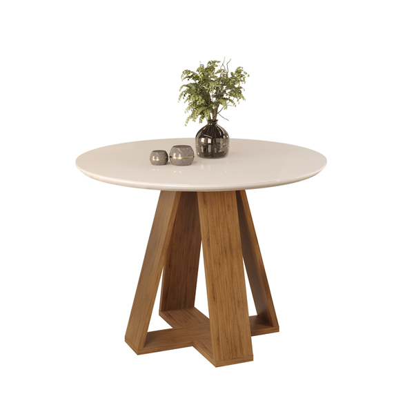 Mesa Jantar 4 Lugares 1 04 Tampo Chanfrado Redondo Freijo / O