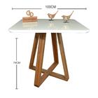 Mesa Jantar Base X Tampo Quadrado Laca Com Vidro 100cm Branco