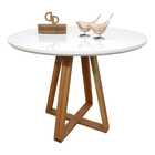 Mesa Jantar Base X Tampo Redondo Laca Com Vidro 120cm - Branco