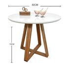 Mesa Jantar Base X Tampo Redondo Laca Com Vidro 80cm Branco