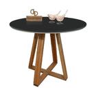 Mesa Jantar Base X Tampo Redondo Laca Com Vidro 90cm Preto
