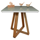 Mesa Jantar Base X Tampo Retangular Laca Com Vidro 100x70cm -