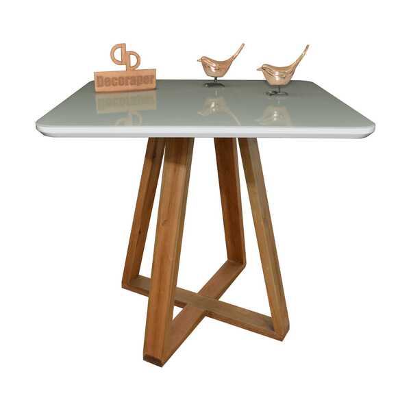 Mesa Jantar Base X Tampo Retangular Laca Com Vidro 120x80cm -