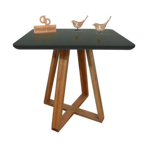 Mesa Jantar Base X Tampo Retangular Laca Com Vidro 120x80cm P